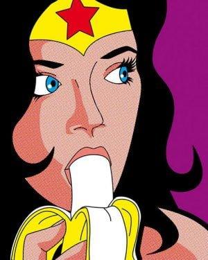 Grég Guillemin - Wonder Woman cu banana - Tablou personalizat abstract