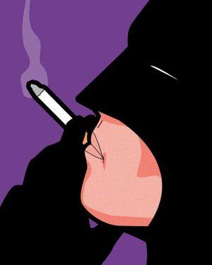 Grég Guillemin - Batman fumează - Tablou personalizat abstract