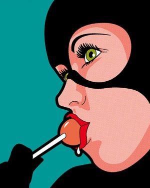 Grég Guillemin - Catwoman cu acadea - Tablou personalizat abstract