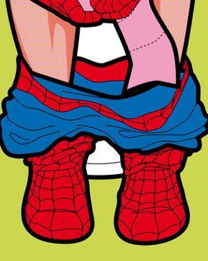 Grég Guillemin - Spiderman pe wc - Tablou personalizat abstract